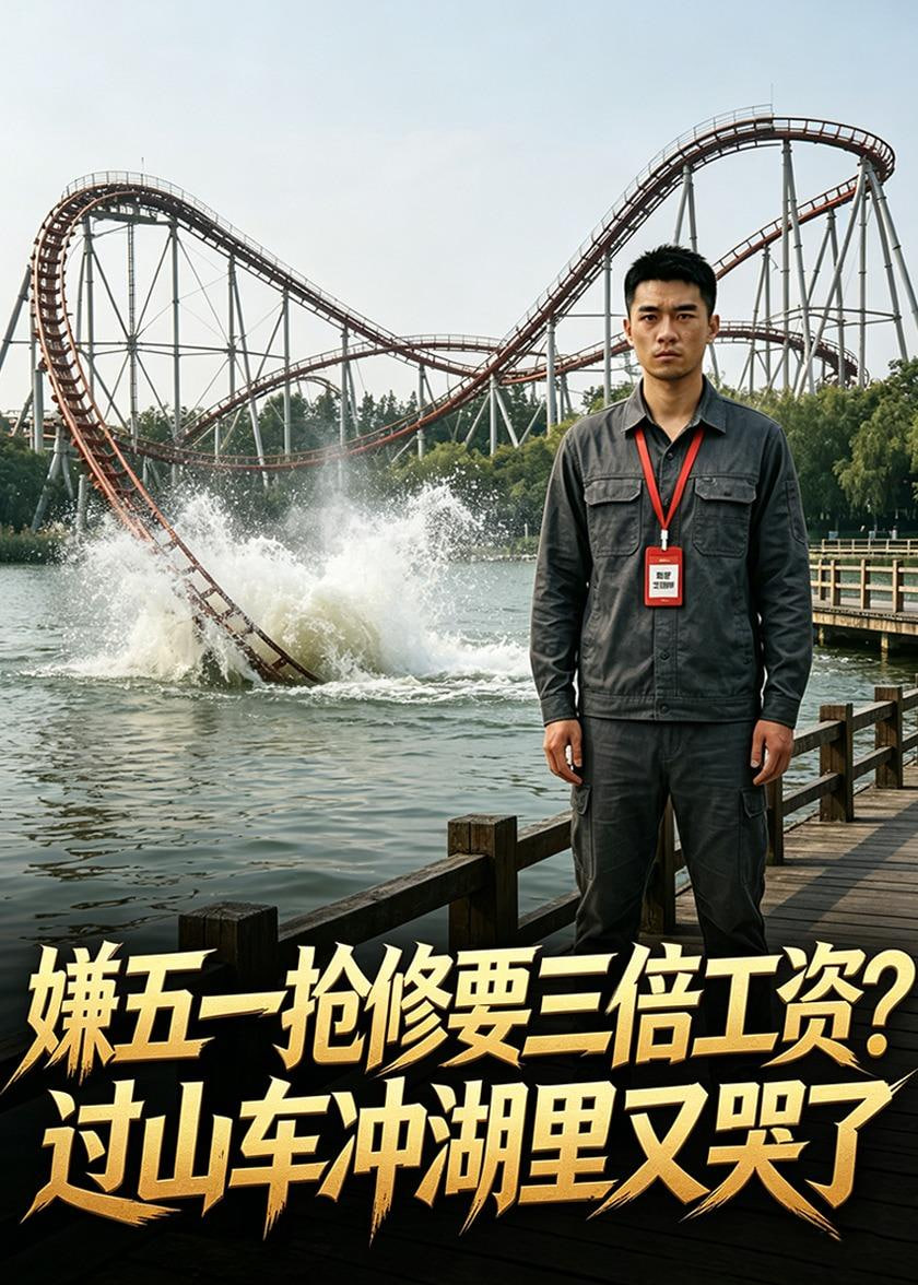 嫌五一抢修要三倍工资？过山车冲湖里又哭了